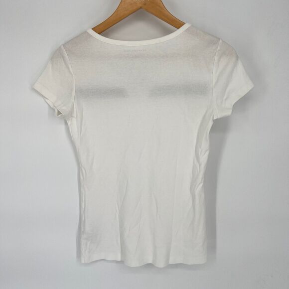 Tommy Hilfiger Fitted Baby Tee Sz S Y2K Inspired Stripe Logo Minimalist Preppy - Picture 2 of 8